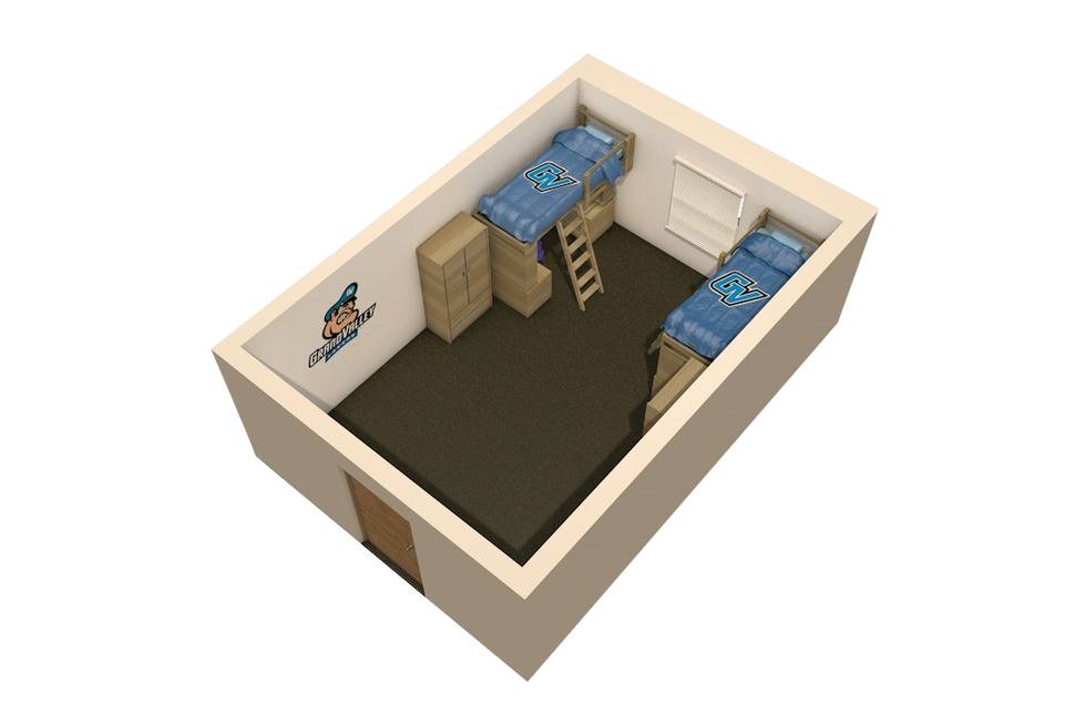 Floor plan for cluster-style double occupancy room.